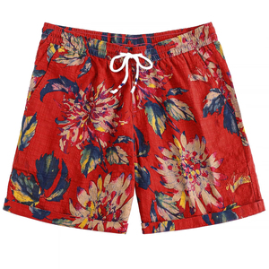 Pantalones cortos para hombre con estampado tropical, cintura elástica, cordón, playa, verano, informal, vacaciones, coloridos, ligeros, para la playa en verano - Product Image 1