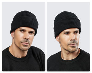Gorro de Punto Azul, Gorro de Invierno Unisex, Gorra Ajustada de Color Sólido con Logotipo Bordado, 56-58CM, Material Acrílico, Estilo Casual - Product Image 4