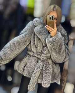 เสื้อโค้ทขนสัตว์เทียมสำหรับผู้หญิง Nesta Sports พร้อมเข็มขัด ลายเสือดาวและเสือชีตาห์ แขนยาว ไซส์ใหญ่ กันลม อุ่นสบาย - Product Image 1