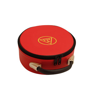 Red Imitation Leather Case with Zipper Closure Lightweight Design Excellent Protection for Storing Masonic Royal Arch Crown Caps - Product Image 1