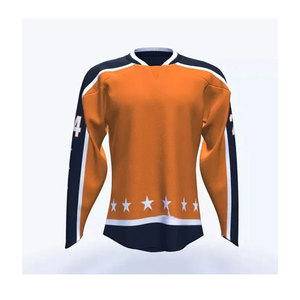 เสื้อฮอกกี้น้ำแข็งสีแดงแบบกำหนดเอง คอวี แขนยาว พิมพ์ลายแบบ Sublimated สำหรับผู้ชาย ระบายอากาศได้ดี พร้อมชื่อทีม - Product Image 5