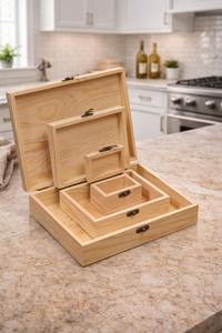 Boîte de rangement pour bijoux multifonctionnelle en bois de pin classique artisanale avec capacité personnalisable - Product Image 3