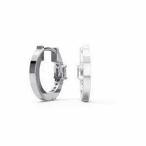Pendientes de Aro con Diamantes Pavé, Forma Redonda y Radiante, Elegantes, en Oro Blanco de 18K, para Exportación al por Mayor - Product Image 1