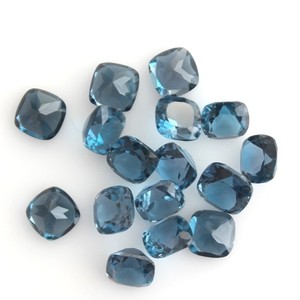 Topacio azul natural de Londres de 6 mm, corte cojín, topacio azul calibrado, piedra preciosa suelta facetada, cuentas para la fabricación de joyas y collares. - Product Image 5