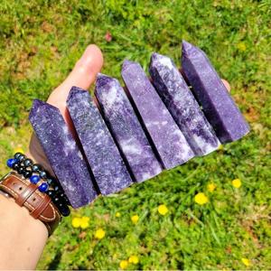 Chakralume – Pointe de cristal de Lepidolite violette naturelle, baguette de guérison pour le Reiki, la méditation, la décoration religieuse et professionnelle, vente en gros - Product Image 4