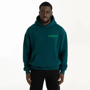 Custom Premium <b>Plain</b> 400GSM Oversized Winter <b>Hoodie</b> Heavyweight Cotton Fleece Pullover Sweatshirt Casual Streetwear for Men - Product Image 2