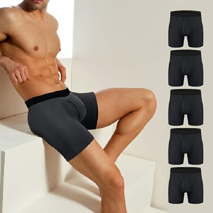 Sous-vêtements pour homme en coton 100% noir uni, respirants, avec logo personnalisé imprimé sur la ceinture, au meilleur prix - Product Image 5