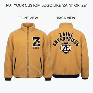 420 GSM Thin Sherpa Polar Fleece <b>Jacket</b> Long Stand Collar Custom Embroidery Chenille Patch Full Zip Autumn Waterproof <b>Reflective</b> - Product Image 1