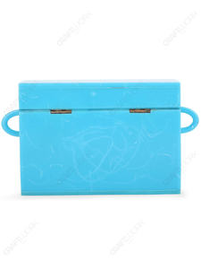 Pochette Mini Box en Résine Aqua avec Chaîne Surdimensionnée et Détail Monogramme Avant – Sac de Créateur Tendance pour Vente en Gros et OEM - Product Image 6