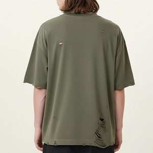 Camiseta de Hombre Personalizada, Estilo Hip Hop Único, Corte Holgado, Desgastada, Informal de Verano, 100% Algodón, Transpirable y Antiarrugas - Product Image 5