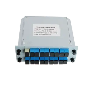 1x17 LGX Box Cassette Tarjeta Inserción SC/UPC Módulo divisor de PLC desigual desequilibrado 1:17 17 puertos Divisor de PLC de fibra óptica