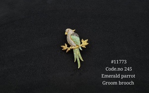 11773Emerald Parrot Brooch Enamel Bird Pin Zircon <b>Gold</b> Plated Lapel Brass brooch pin Jewelry for Wedding Suit Decoration - Product Image 2