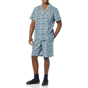Ensemble chemise et short décontracté d'été pour homme, imprimé hawaïen, respirant, manches courtes, deux pièces, en coton, vente en gros - Product Image 2