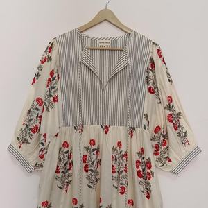 Floral Linen Knee-Length Short Sleeve <b>Loose</b> Waist Casual <b>Dress</b> with Digital Printing for Daily Wear - Product Image 4