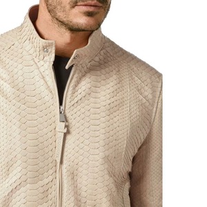 Luxury Python Texture <b>Leather</b> <b>Jacket</b> Men Genuine Cowhide Fashion OEM ODM Factory Sample Service Available Global - Product Image 2
