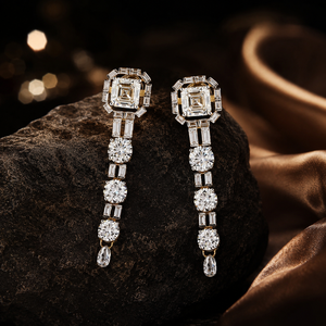 Asscher Cut Diamond Women's <b>Earring</b> Vintage Inspired Moissanite 925 Sterling <b>Silver</b> <b>Drop</b> <b>Earrings</b> - Product Image 3