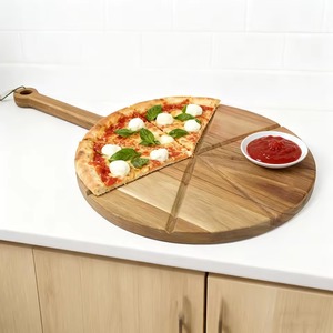 Acacia Wood Pizza Peel Round Cutting Board Serving Platter Cheese Board with Handle Charcuterie Board - Product Image 4