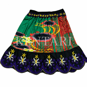 Jupe trapèze brodée pour femmes grandes tailles, motif floral bohème, mini-jupe d'été brodée à la main, design tropical noir, rouge, jaune - Product Image 2