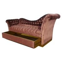 Sofá Cama Chesterfield Moderno con Cajón de Almacenamiento, Sofá de Madera de Caoba de Lujo para Sala de Estar, Sofá Cama con Cama Extraíble para Apartamento