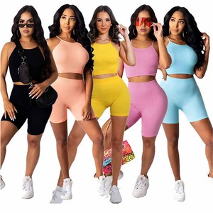 Conjunto de Pijama de Dos Piezas para Mujer, Top Acanalado y Pantalones Cortos, Ropa de Estar en Casa de Algodón Suave y Transpirable, con Logotipo Personalizado, para Verano - Product Image 6