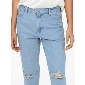 NURJENNA INDUSTRIES 2026 Jean large décontracté en denim délavé et déchiré pour femme, taille mi-haute, coupe régulière, 100 % coton écologique - Product Image 5