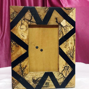 Custom Luxury Resin Inlay Geometric Picture <b>Frame</b> <b>Black</b> White Diamond Pattern Wooden Tabletop Photo <b>Frame</b> Home Decor Photo <b>Frame</b> - Product Image 2