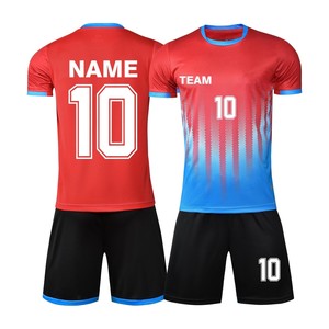 Ensemble de maillots de football personnalisés sublimés, écologiques, respirants, à manches courtes pour hommes, dégradé blanc-bleu, anti-transpiration, uniforme d'équipe - Product Image 6