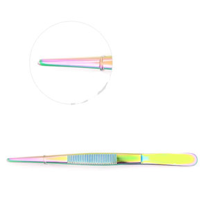 Pince à tissus Premium de 5 pouces avec 1x2 dents, revêtement arc-en-ciel, pince chirurgicale pour la manipulation et la préhension des instruments médicaux - Product Image 1