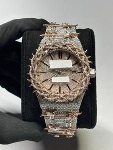 Nuevo Reloj de Lujo con Moissanita para Bodas y Fiestas, Reloj para Mujer con Correa de Oro Rosa y Esfera Blanca para Venta de Exportación - Product Image 1