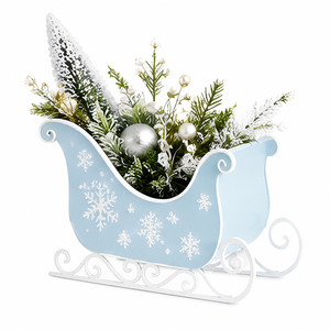 ของตกแต่งรถเลื่อนคริสต์มาสสีแดง |   ของตกแต่งรูปรถเลื่อนซานต้าทำจากโลหะสำหรับบ้านและงานปาร์ตี้ - Product Image 1