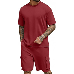 Conjunto de 2 Piezas para Hombre, Fabricante, Camiseta de Algodón de 220 GSM, Pantalones Cortos Cargo, Estilo Casual, OEM, ODM, Suministro al por Mayor - Product Image 1