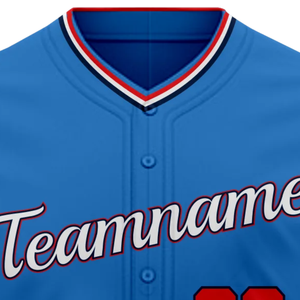 Camiseta de Béisbol Azul de Manga Corta con Botones, Uniforme de Equipo Personalizado, Ligera, Transpirable, Deportiva - Product Image 5
