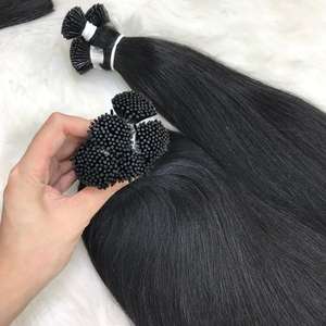 Vente en gros d'extensions de cheveux vierges humains pré-collés à double tirage à 100% de kératine de couleur naturelle - Product Image 1