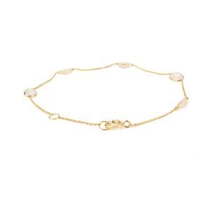 Rose Gold Plated 18K Oval Rainbow Moonstone Tennis Chain Bracelet - Product Image 4