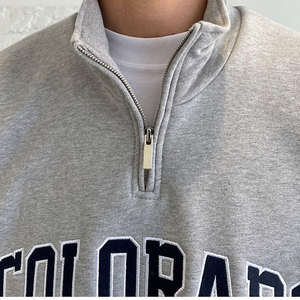 Sweat-shirt col roulé demi-zip personnalisé pour homme, 100 % coton biologique, grande taille, épaules tombantes, sweat-shirt vierge à quart de zip pour homme - Product Image 4