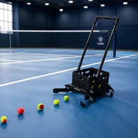 Outil de ramassage de balles de tennis et de pickleball, panier de collecte roulant, poignée pliable, hauteur réglable, 4 roues pour les entraînements sur le terrain