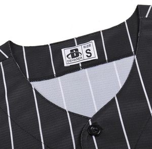 Camiseta de Béisbol B-SYCHMBIE Unisex a Rayas Blancas y Negras, Manga Corta, Cierre con Cordón, Corte Regular, Transpirable, con Nombre del Equipo Impreso - Product Image 2