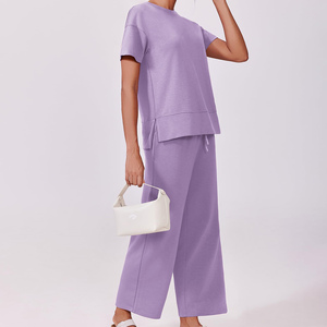 Ensembles pour femmes de qualité supérieure, doux au toucher, 2 pièces, vêtements de maison décontractés, tenue assortie, vêtements de détente, ensemble d'été pour femmes - Product Image 3
