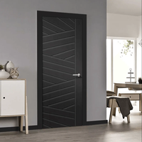 Porte de chambre en MDF pré-montée, étanche, en bois massif, style géométrique luxueux, avec bandes décoratives blanches, pour appartement