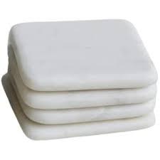 White Marble <b>Coaster</b> Square Natural Stone <b>Drink</b> <b>Coasters</b> for Home Office - Product Image 3