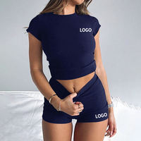 Vêtements pour femmes, vêtements de détente d'été, ensembles pour femmes de couleur unie, décontractés, 100% coton, t-shirt oversize et short, ensemble 2 pièces pour femmes
