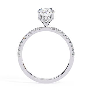 Anillo de Compromiso de Moissanita Ovalada de 1.20 CT con Halo Oculto, Media Pavé y Media Eternidad, Plata de Ley 925 - Product Image 3