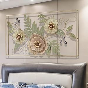 Contemporary Metal Wall Art Floral Botanical Rectangle Handmade Decorative Hanging Accent - Product Image 2