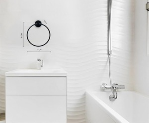 Support de serviette rond noir mat moderne en acier inoxydable pour salle de bain à vendre - Product Image 2
