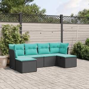 ชุดโซฟาสวนแบบโมดูลาร์หวายโพลีสีดำ - Product Image 1