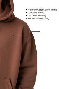 Sudadera con Capucha Extra Grande para Hombre, Color Marrón Oscuro, Felpa de Algodón, Diseño Casual con Bolsillos, Ropa de Otoño - Product Image 3