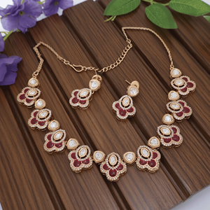 Ensemble collier et boucles d'oreilles élégants en laiton plaqué or rose avec chaîne en moissanite pour femme, idéal pour les mariages - Product Image 5