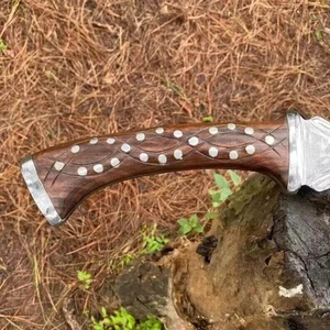 Cuchillo multiusos de acero inoxidable con mango de madera, hoja de punta curva de 6.7 pulgadas, borde recto, calidad DIY, SHARP POINT TRADES, garantía de 3 años - Product Image 3