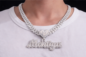 Collar Unisex de Hip Hop con Colgante de Moissanita, Chapado en Rodio de Plata 925, con Cierre de Corazón y Letra Inicial Personalizada en Cursiva, para Fiesta - Product Image 2