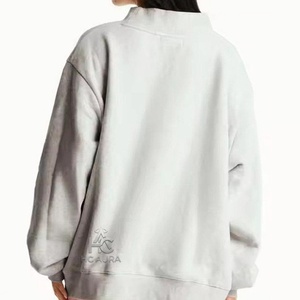 Sudadera de cuello alto oversize de algodón polar de color blanco prémium, estilo urbano, holgada, informal de invierno, personalizada, la más vendida - Product Image 5